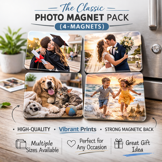 "The Classic 4-pack custom photo magnets — personalized fridge magnets by Magnetic Love Co"